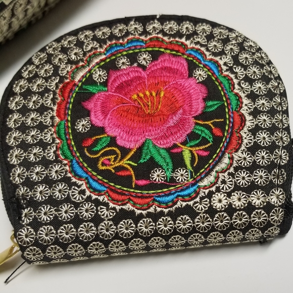 handmade Handbags - BOHO Mexican hot Pink floral Embroidered  Wallet
